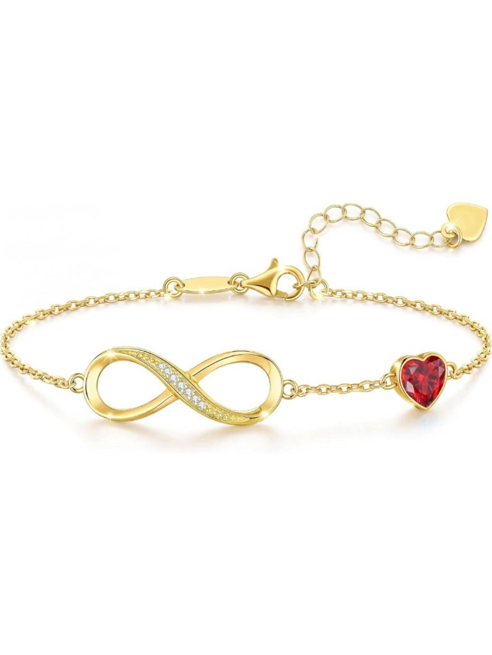 14K Gold Plated Birthstone Infinity Bracelet - Elegant Jewelry Gift for Her